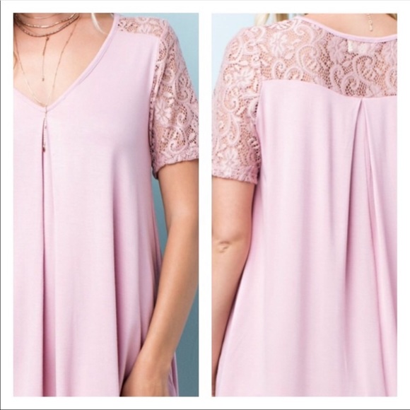 Blush Pink Lace Sleeves Top - Picture 3 of 3